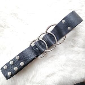 Kim White Triple Loop Leather Belt Size S